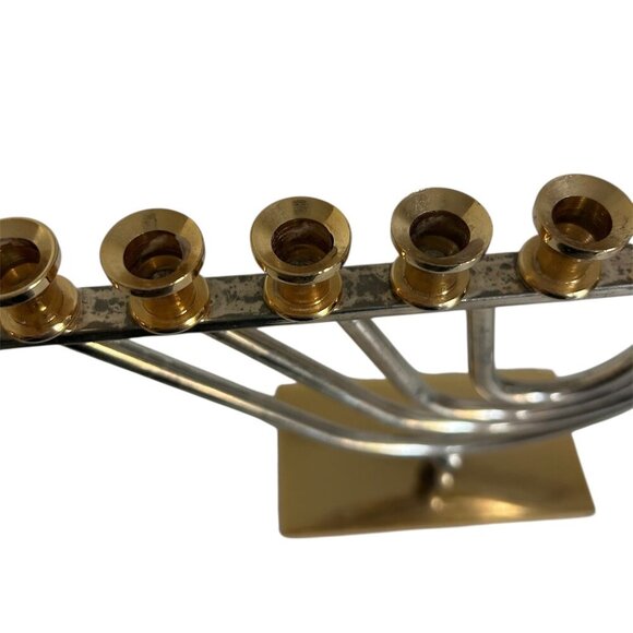 ZAVUROV HANUKKAH CHANUKAH MENORAH Gold & Silver Plated Art Deco Vintage - Picture 4 of 7